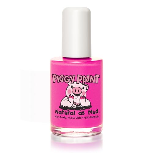 Piggy Paint Nail Polish, Non-Toxic, Natural, Vegan - Neon Pink Shimmer