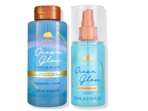 Tree Hut Ocean Glow Hydrating Foaming Gel Body Wash, 18 fl oz Ocean Glow Hydrating Fragrance Mist, 5.2 fl oz Beauty & Personal Care Tree Hut