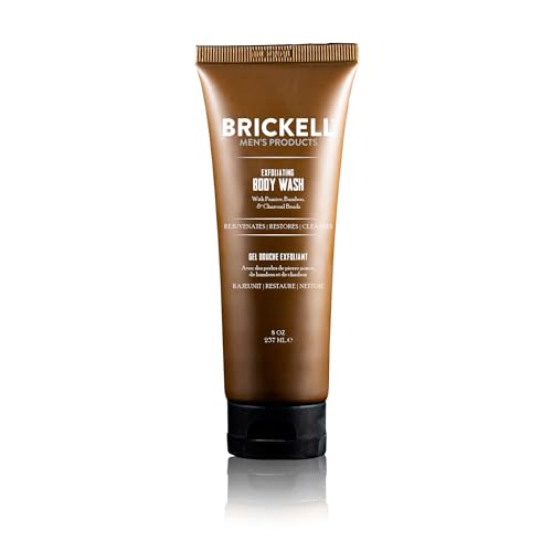 Brickell Men's Exfoliating Body Wash, Body Scrub and Gel Wash to Cleanse and Reveal Fresh, Clear Skin, With Bamboo, Charcoal, and Pumice, 8oz, Fresh Beauty & Personal Care Brickell Men's Products