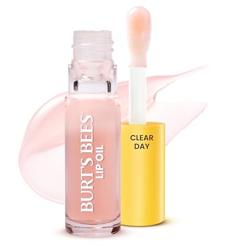 Burt's Bees Lip Oil Clear Day, Instant Hydration, Nourishes and Softens Lips, Tint Free, High Shine Finish, Responsibly Sourced Jojoba Oil, Non Beauty and Personal Care Burt's Bees