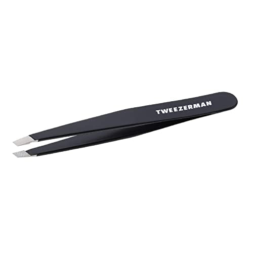 Tweezerman Stainless Steel Slant Tweezer - Eyebrow Tweezers for Women and Men (Black) Beauty & Personal Care Tweezerman