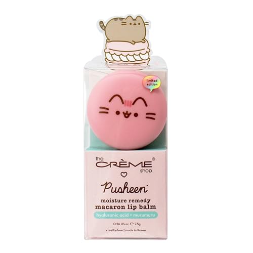 THE CRÈME SHOP X PUSHEEN Strawberry Dream Cute Macaron Lip Balm with Murumuru Seed Butter and Hyaluronic Acid for Hydration Vegan and Cruelty-Free Beauty and Personal Care The Crème Shop