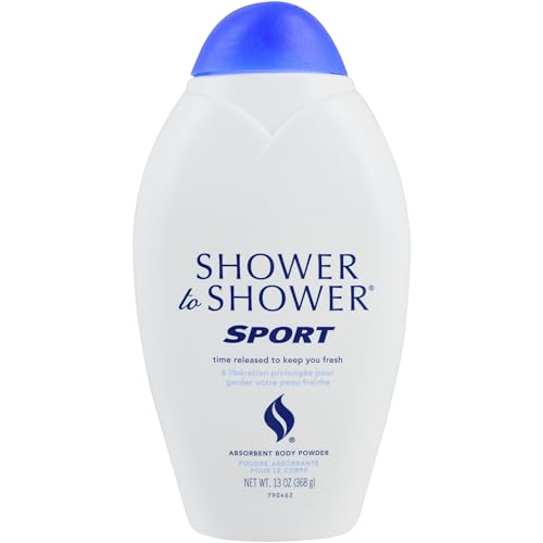 Shower to Shower Sport Body Powder for Men & Women, Talc Free, Sweat Absorbing, Prevents Chafing & Odor, Deodorizing All Over Body Powder for Long Beauty & Personal Care Shower To Shower