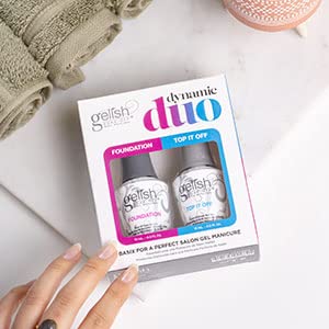 Gelish Dynamic Duo - Foundation Base & Top It Off Sealer Gel Set, Long-lasting, High-Shine Finish for Gel Manicures, Cures Fast in LED/UV Light, No Beauty & Personal Care Gelish