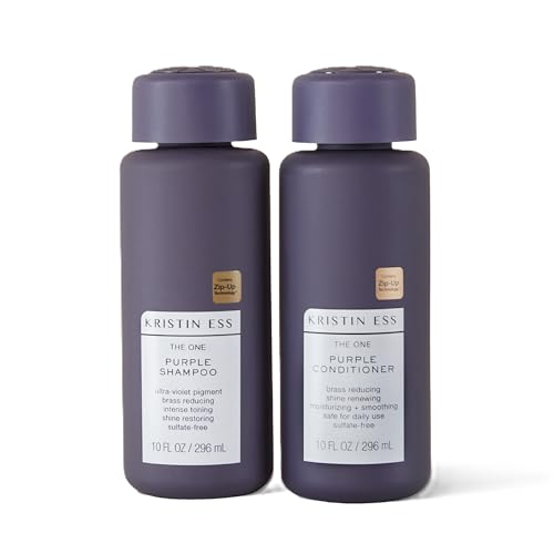 Kristin Ess Hair Purple Shampoo and Conditioner Set for Blonde, Brunette, Silver + Gray Hair, Anti Brass + Yellow Tones, Safe for Color Treated Hair Beauty & Personal Care Kristin Ess