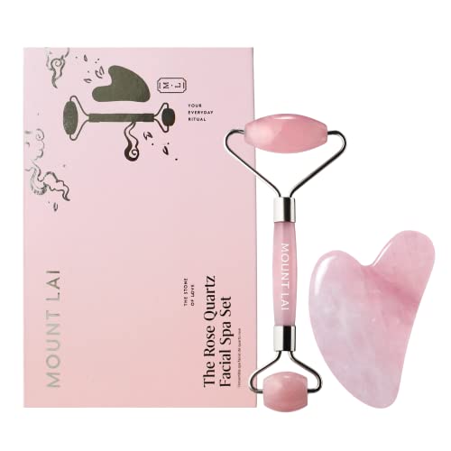 Mount Lai Rose Quartz Gua Sha Facial Tools, Pink Quartz Gua Sha Facial Tools Set and Roller, Guasha Tool for Face to Relieve Muscle Tension and Reduce Beauty & Personal Care Mount Lai
