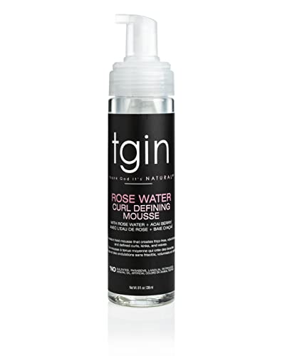 tgin Rose Water Curl Defining Mousse - Curly Hair Products with Lightweight Hold - Moisturizes and Defines Waves Without Crunch - Hair Mousse Without Beauty & Personal Care Thank God It's Natural