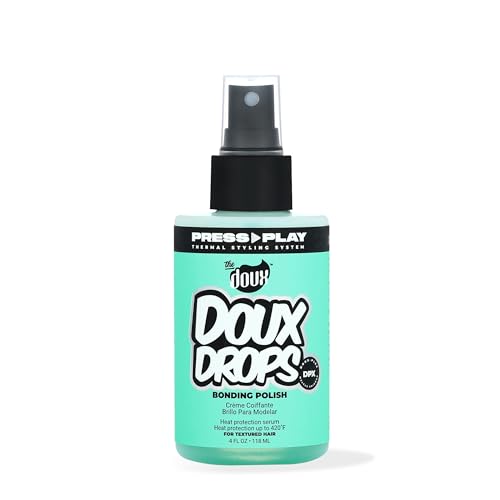 The Doux DOUX DROPS Bonding Polish Spray - Anti-Humidity Hair Smoother & Heat Protectant for Curly Hair - Silkening Bonding Oil with Vitamin E, Baobab Beauty & Personal Care The Doux