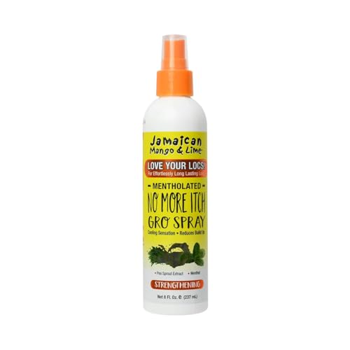 Jamaican Mango & Lime No More Itch Gro Spray - Mentholated Scalp Relief for Locs, Braids & Twists - 8 oz (Pack of 1)
