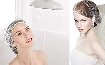 Disposable Shower Caps, 200PCS Disposable Clear Plastic Waterproof Hair Shower Caps for Women, Spa, Processing caps for hair Home Use, Hotel and Hair Beauty and Personal Care HLEC