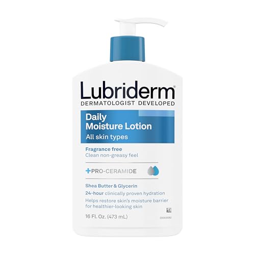 Lubriderm Fragrance Free Daily Moisture Lotion + Pro-Ceramide, Shea Butter & Glycerin, Face, Hand & Body Lotion for Sensitive Skin, Hydrating Lotion Beauty & Personal Care Lubriderm