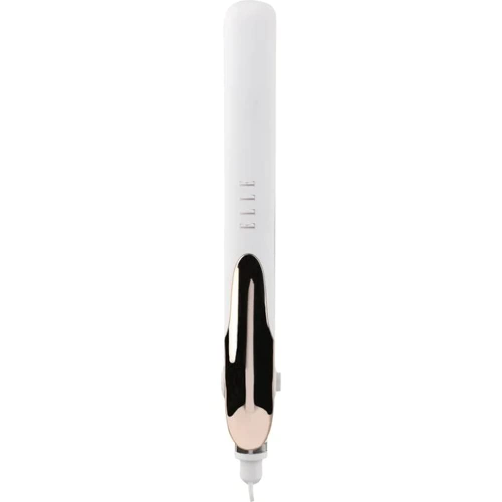 Elle EL-8110-WHT 1" Ceramic Flat Iron, Frizz Free Salon Quality Hair, White