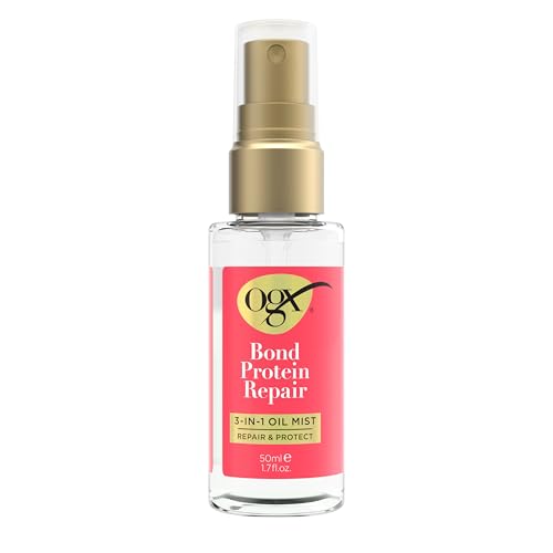 OGX Repair & Protect Bond Protein Repair 3-in-1 Oil Mist, Hair Oil Protects Dry, Damaged Hair Against Frizz, Strengthens & Maintains Shine, Hair Mist Beauty & Personal Care OGX