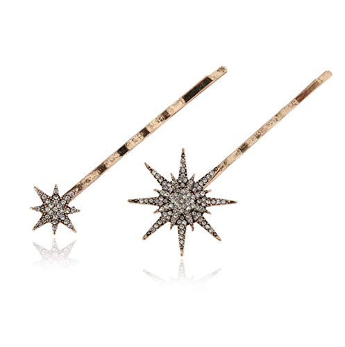 DNHCLL Moon Star Hexagram Crystal Hair Clips Set Women Lady Alloy Barrettes Hairpin Side Clip Hair Accessories Decorative Hair Accessoeies Headpieces Beauty & Personal Care DNHCLL