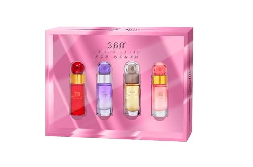 Perry Ellis 360° Women's Mini Gift Set - 360° Women, 360° Coral, 360° Purple, 360° Red (4-pack of .25 fl oz EDP mini travel sprays) - fresh, fruity, Beauty & Personal Care Perry Ellis