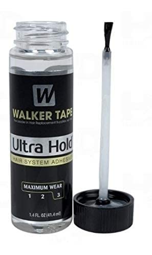Walker Tape Co. Ultra Hold Hair System Adhesive 1.4 fl oz Brush-On Long-Lasting Waterproof Wig Glue Clear-Drying Lace Wig Adhesive for Sensitive Skin