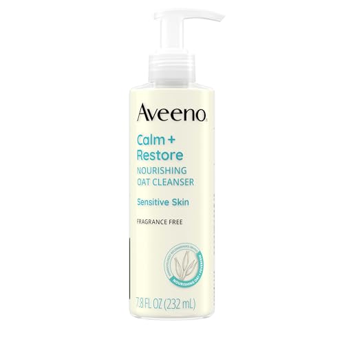 Aveeno Calm + Restore Facial Cleanser for Sensitive Skin, Hydrating Gentle Milky Face Cleanser with Nourishing Oat and Feverfew, Hypoallergenic Beauty & Personal Care Aveeno