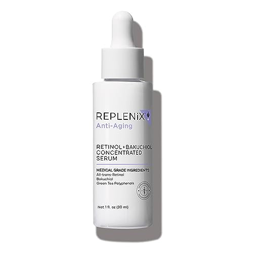 Replenix Anti-Aging Retinol + Bakuchiol Concentrated Face Serum, Medical-Grade Facial Treatment for Mature, Uneven Skin (1 fl. oz)