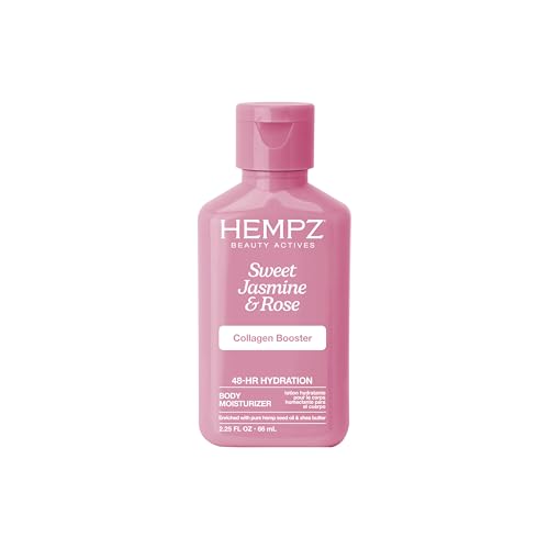 Hempz Mini Collagen-Infused Jasmine & Rose Body Moisturizer, 2.25 oz - Paraben-Free, Vegan, Cruelty-Free Beauty & Personal Care Hempz