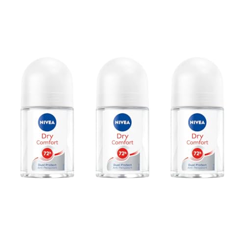 Nivea Dry Comfort Roll-On Deodorant 25ml - 72H Sweat & Odor Protection - Quick Dry Formula with Mineral Extracts - Long-Lasting Freshness & Gentle Beauty and Personal Care NIVEA