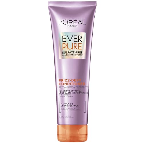 L'Oreal Paris Sulfate Free Frizz Defy Conditioner, Frizz Control Hair Care with Marula Oil, EverPure, 8.5 Fl Oz (Packaging May Vary) Beauty & Personal Care L'Oreal Paris