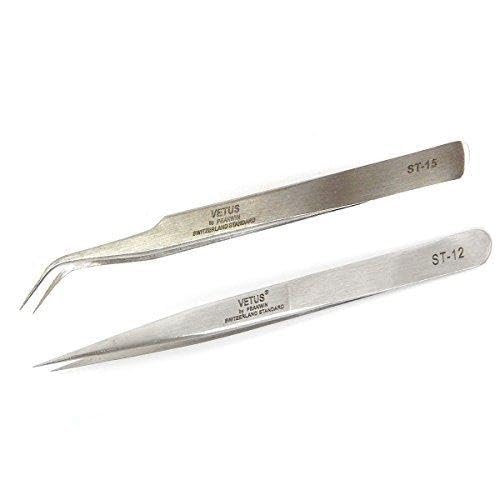 Best Pair VETUS TS12 TS15 Precise Straight Curved Tweezers For Eyelash Extension (3 pairs) Beauty and Personal Care Vetus