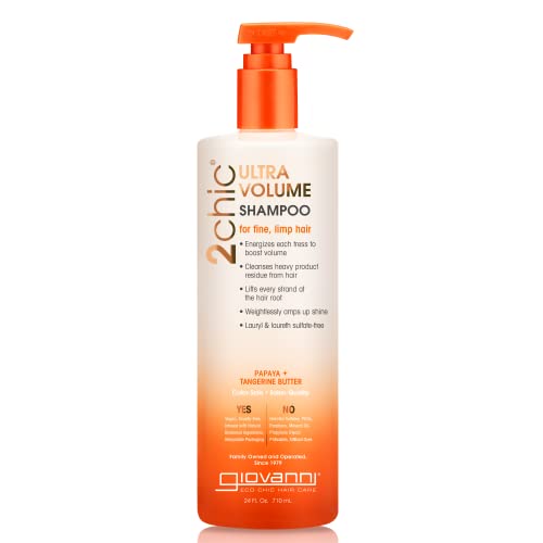 GIOVANNI 2chic Ultra-Volume Shampoo - Daily Volumizing Formula with Papaya & Tangerine Butter, Promotes Weightless Control for Fine Limp Thin Hair, No Beauty & Personal Care GIOVANNI