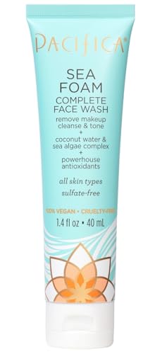 Pacifica Face Wash - Sea Foam Mini Travel Size, Skincare, Daily Gentle Foaming Cleanser, Makeup Remover, Face Cleanser, Skin Care, For Combination Beauty & Personal Care Pacifica