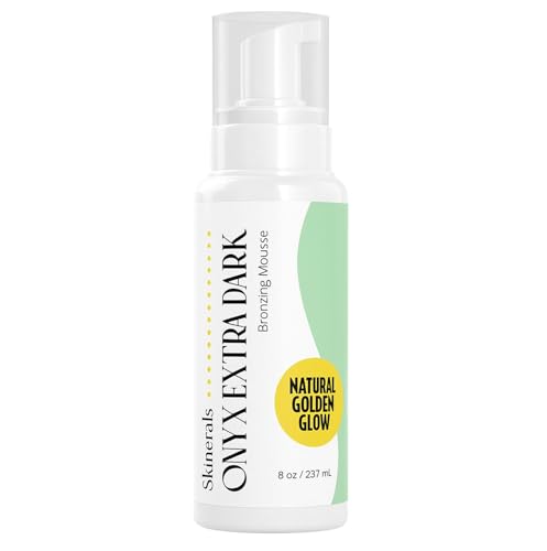 Skinerals Extra Dark Self Tanner Mousse, Organic Sunless Tanning Foam for Face & Body, Ultra Dark, Streak-Free, Quick-Drying, Long-Lasting Natural Beauty & Personal Care Skinerals