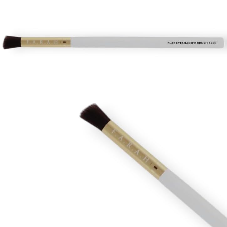 F.A.R.A.H Flat Eyeshadow Brush 155E - White - Vegan Blending Brush for Creams & Powders - Precise Eye Makeup Application - Brass Ferrule & White Beauty & Personal Care F.A.R.A.H