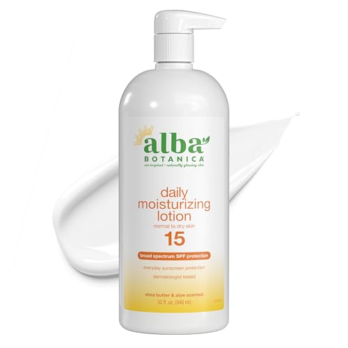 Alba Botanica Daily Moisturizing Lotion SPF 15, Normal to Dry Skin, with Shea Butter and Aloe, 32 Oz (Packaging May Vary) Beauty & Personal Care Alba Botanica