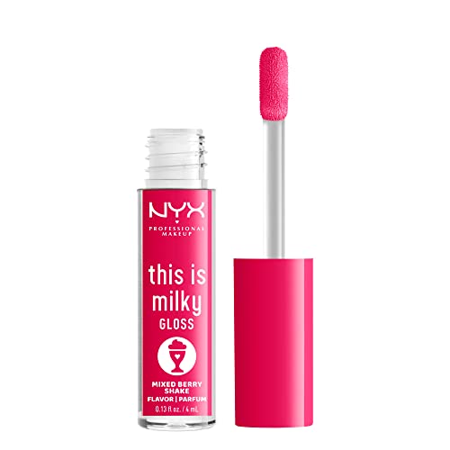 NYX PROFESSIONAL MAKEUP This Is Milky Gloss, Lip Gloss with 12 Hour Hydration, Vegan - Mixed Berry Shake (Raspberry) Beauty & Personal Care NYX PROFESSIONAL MAKEUP