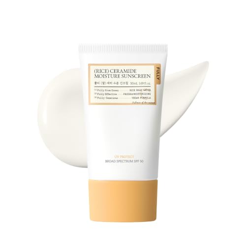 FULLY Rice Ceramide Moisture Sunscreen with Panthenol, SPF 50 Broad Spectrum, Korean Sunscreen for All Skin Types, No White Cast, Lightweight Beauty and Personal Care FULLY Default Title