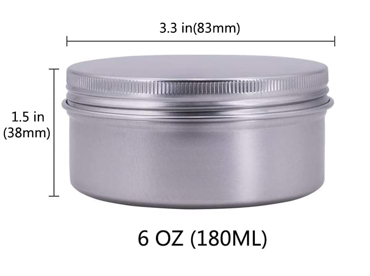 Healthcom 6-Ounce 12 Pack 180ml Empty Silver Round Aluminum Tin Cans Screw Top Metal Tins Aroma Hair Wax Tins Cosmetic Container Organization Beauty & Personal Care Healthcom