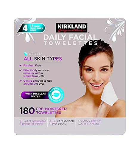 KIRKLAND SIGNATURE Paraben Free Micellar Daily Facial Cleansing Towelettes, 180 Count Beauty & Personal Care KIRKLAND
