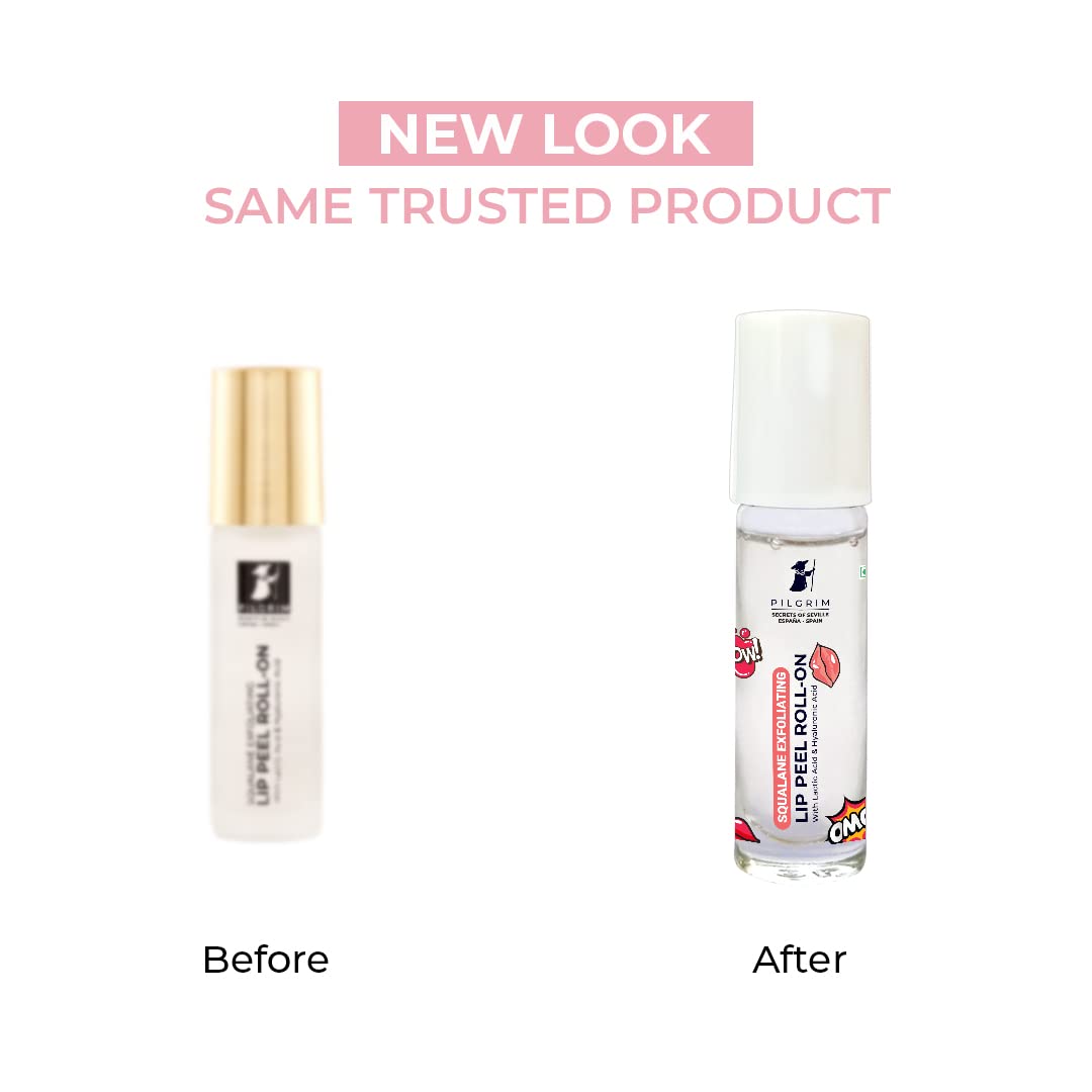 Pilgrim Squalane Exfoliating Lip Peel Roll-On - Hydrating Lip Peel Formula with Hyaluronic Acid - Removes Dry & Flaky Skin - Provide Soft, Glossy Beauty and Personal Care Pilgrim