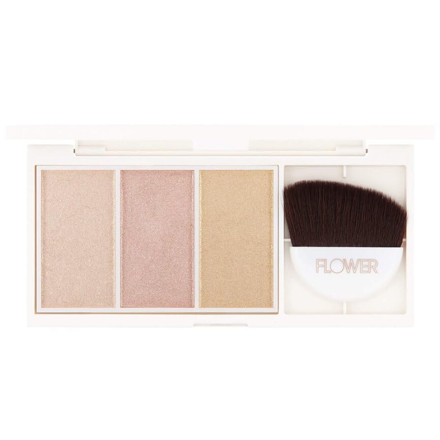 FLOWER Beauty By Drew Barrymore Shimmer + Strobe Highlighting Palette - Glowing Bronzer Powder Kit For Face + Blendable Coverage - Skintones + 3 Beauty & Personal Care FLOWER BEAUTY
