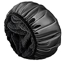 Aquior Shower Cap,Terry Lined Shower Cap for Women Reusable, Triple Layer Waterproof Bath Cap, Extra Large for Women Long Hair(Black) Beauty & Personal Care Aquior