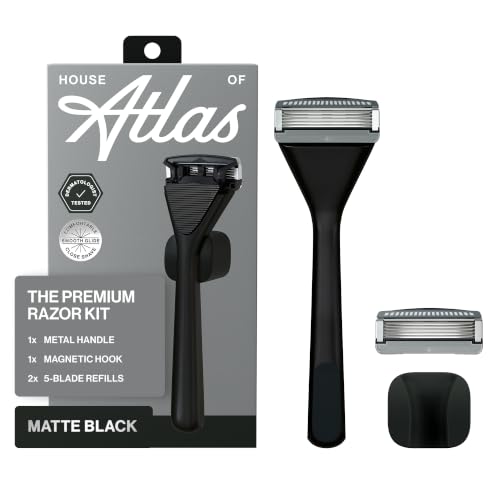 House of Atlas, Razors for Men - Mens Razors for Shaving with Handle, 2 Razor Blade Refills, & Shower Hook, 5-blade Precision Trim Edge, Smooth Close Beauty and Personal Care House of Atlas