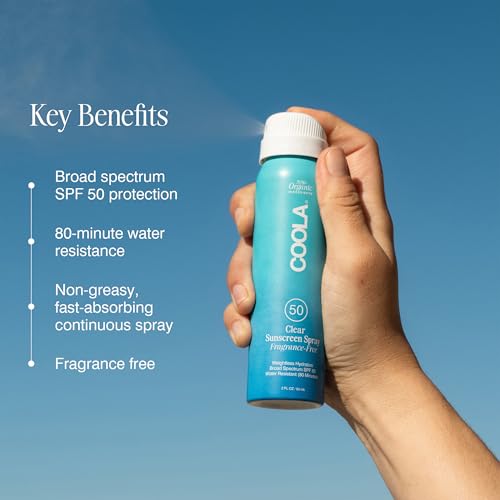 COOLA Organic Sunscreen SPF 50 Sunblock Spray, Dermatologist Tested Skin Care for Daily Protection, Vegan and Gluten Free, Fragrance Free, 2 Fl Oz Beauty & Personal Care COOLA