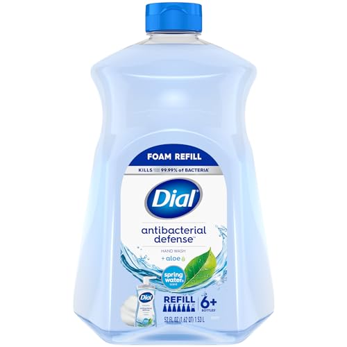 Dial Antibacterial Defense Foaming Hand Soap + Aloe, Spring Water Scent, 52 Fl Oz Hand Soap Refill, Dermatologist-Tested, Gentle on Skin Beauty and Personal Care Dial Default Title