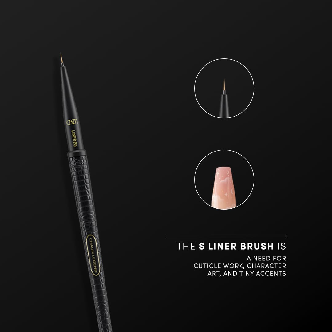 Chaun Legend Nail Art Brush - S Liner (for French tips, seamless ombré fades, clean line work, or 3D art)