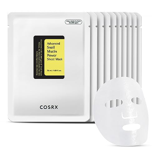 COSRX Snail Mucin Sheet Mask 10 EA with Snail Mucin Serum, Hydrating Face Sheet Masks for Dry & Sensitive Skin, Korean Face Mask for Self Care, Korean Beauty and Personal Care COSRX Default Title