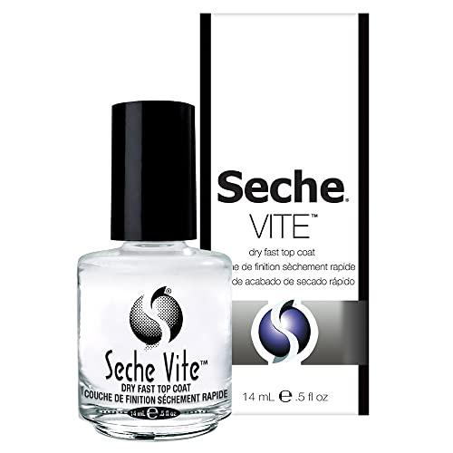 Seche Vite Dry Fast Top Coat - Quick Dry Clear Nail Polish Top Coat for High Gloss Shine, Long-Lasting Manicure, Made in the USA, 0.5 fl oz
