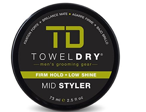 TOWELDRY Mid Styler Firm Hold + Low Shine Matte Finish - Men's Hair Styling Fiber Cream - 7/10 Hold - Easy Washout Formula - Men's Grooming Gear, Made Beauty & Personal Care Towel Dry