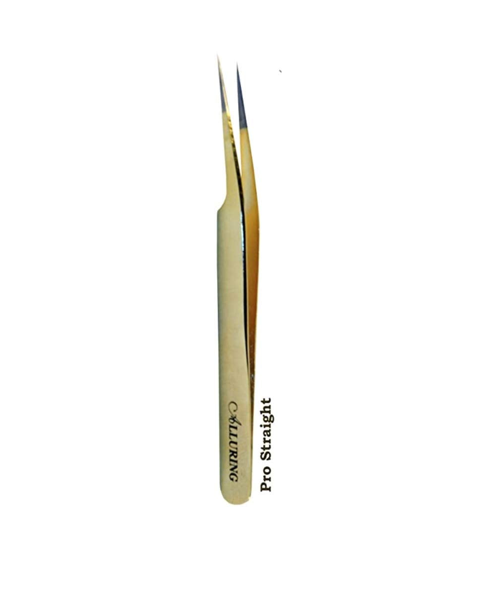 Alluring Gold Tweezers for Eyelash Extension - Pro Straight Beauty and Personal Care Alluring