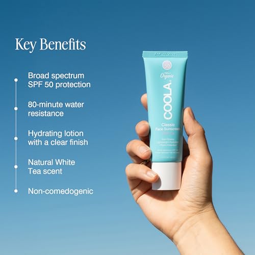 COOLA Organic Face Sunscreen SPF 50 Sunblock Lotion, Dermatologist Tested Skin Care for Daily Protection, Vegan and Gluten Free, White Tea, 1.7 Fl Oz Beauty & Personal Care COOLA