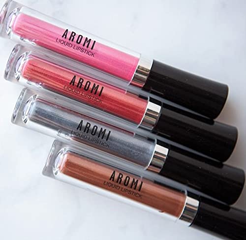 Aromi Metallic Liquid Lipstick | Long-lasting, Baby Pink Lip Color with Shimmery Finish (Pink Sugar) Beauty & Personal Care Aromi