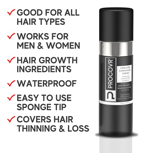 PROCOVR Hair Loss Concealer Cream - The ORIGINAL Thinning & Balding Hairline Enhancer, Hair Mascara for Natural Coverage & Thicker Appearance (Smoke Beauty & Personal Care PROCOVR