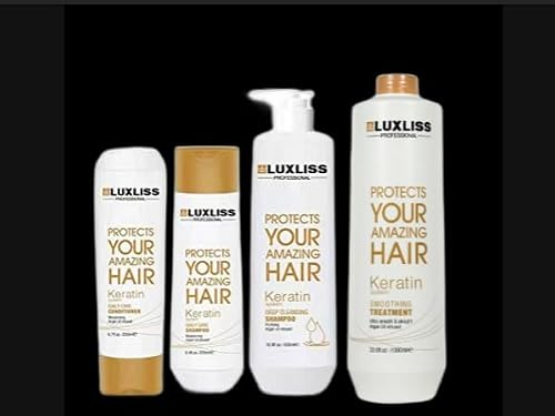 Luxliss Keratin Smoothing Treatment and Keratin Daily Care Shampoo & Conditioner Set Professional Results Straightens and Smooths Repair Hair Beauty & Personal Care Luxliss